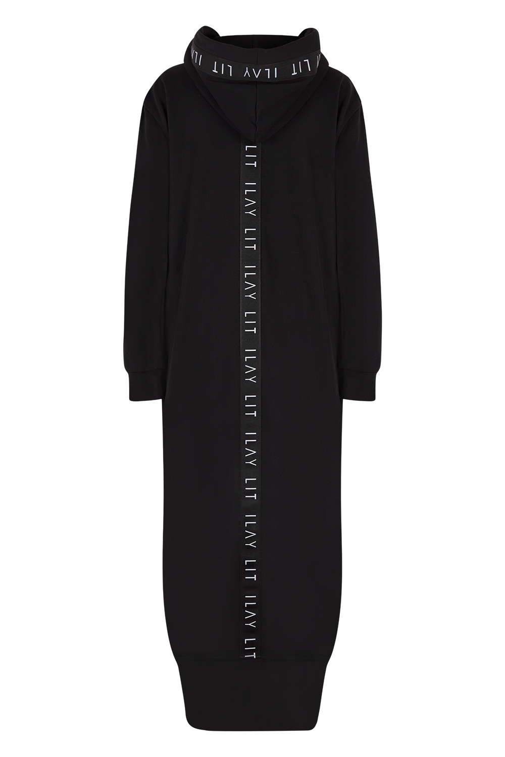 Hoodie Coat Long Black Ilaylit