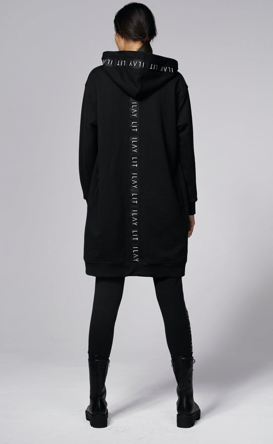 Hoodie Coat Midi Black XS Ilaylit