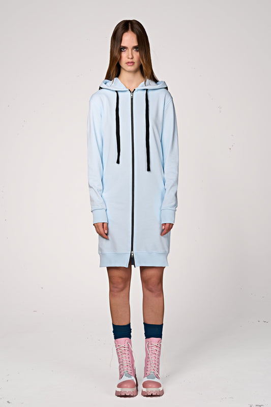 Hoodie Coat Midi Ice Blue Ilaylit
