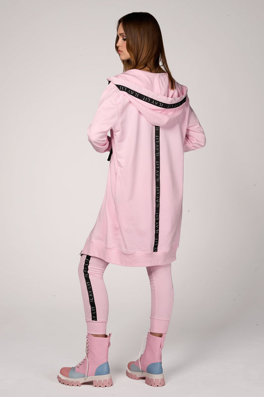 Hoodie Coat Midi Rosa XS Ilaylit