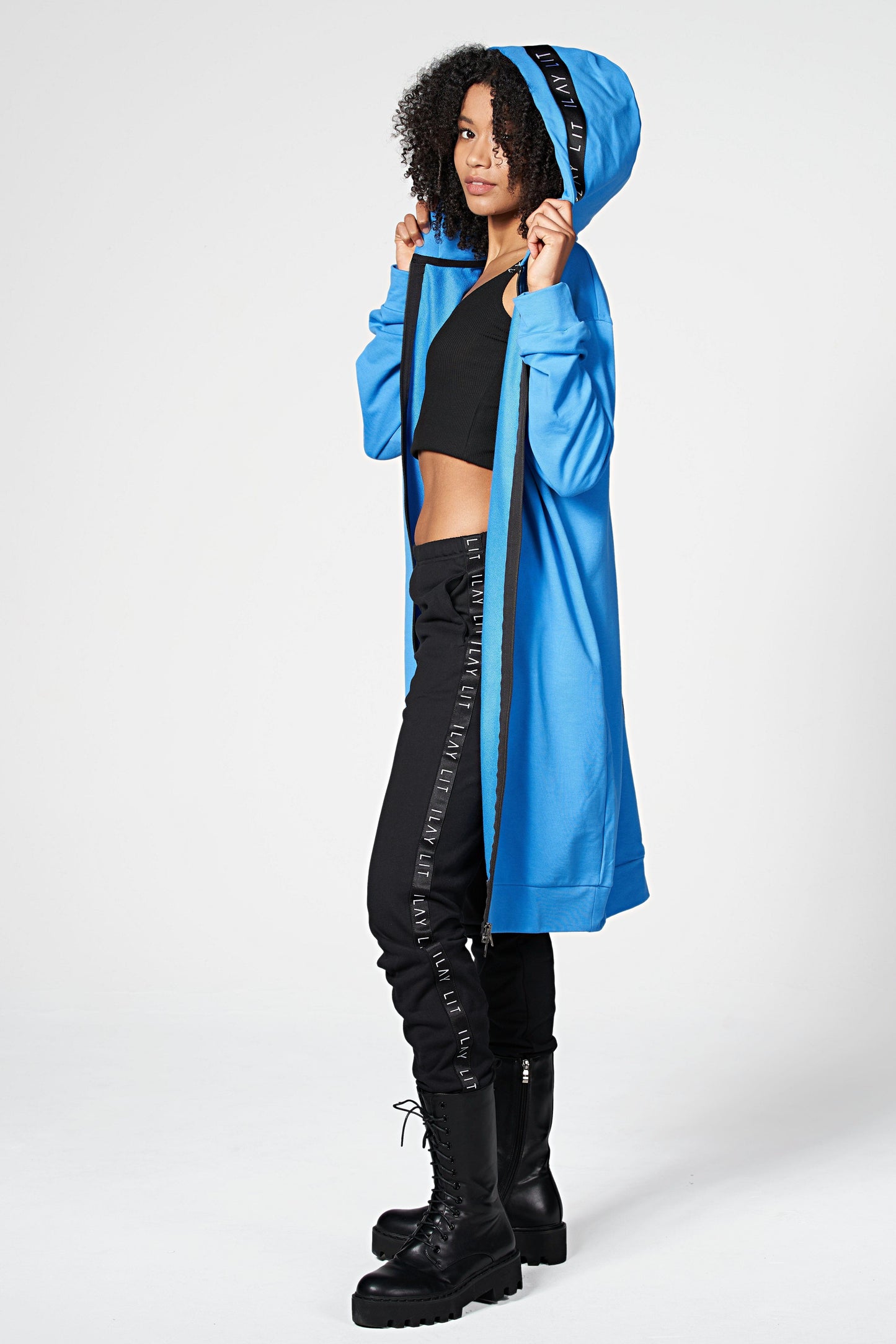 Hoodie Coat Midi Royal M Ilaylit