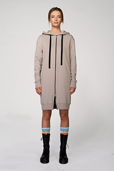 Hoodie Coat Midi Taupe Ilaylit