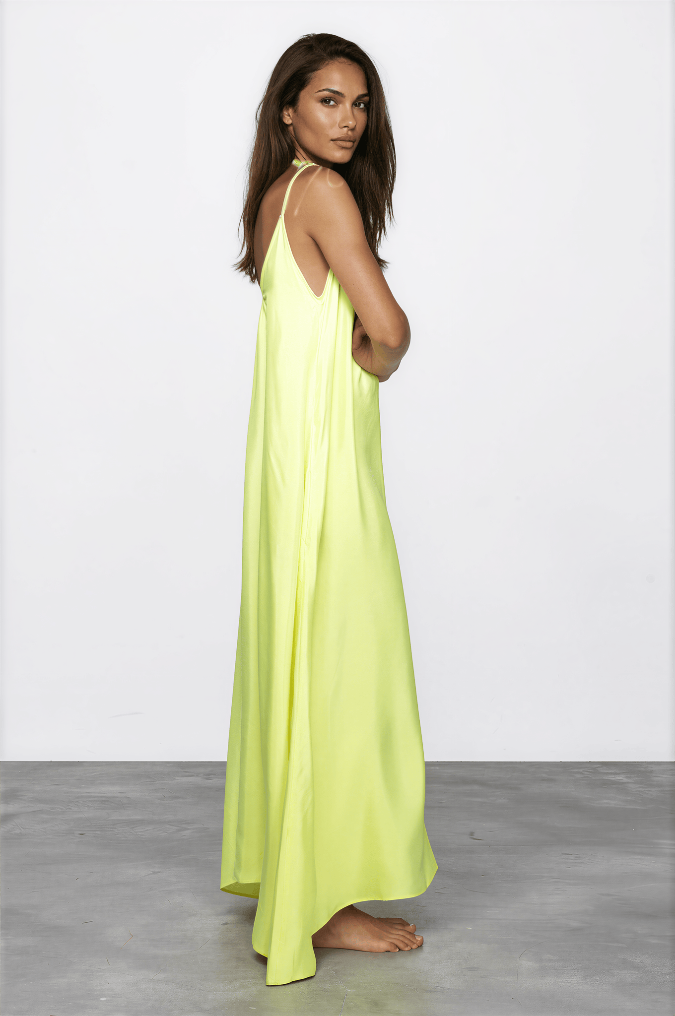 Maxi Trägerkleid, Neongelb, ADELE One Size Ilaylit