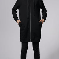 Hoodie Coat Midi Black