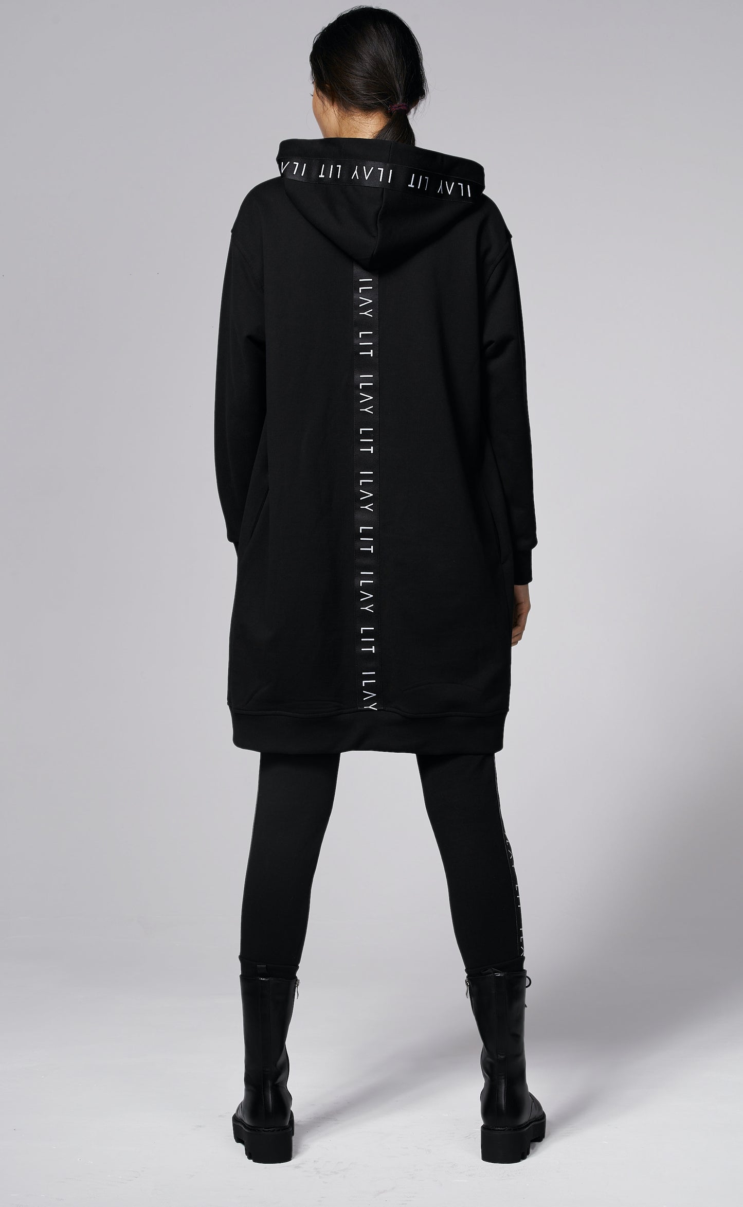 Hoodie Coat Midi Black