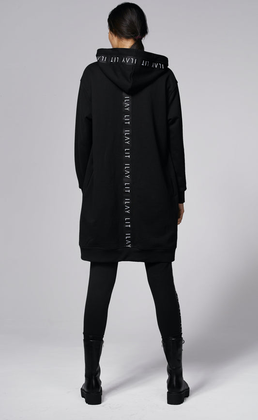 Hoodie Coat Midi Black