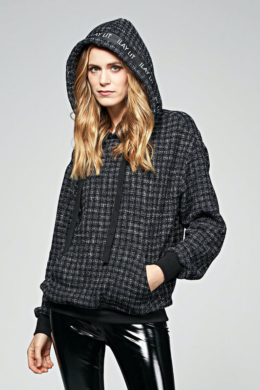 Zoe Bouclé Hoodie Dark Blue