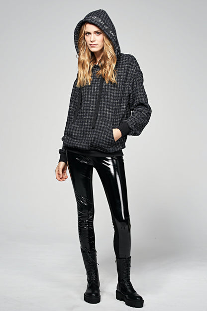 Zoe Bouclé Hoodie Dark Blue