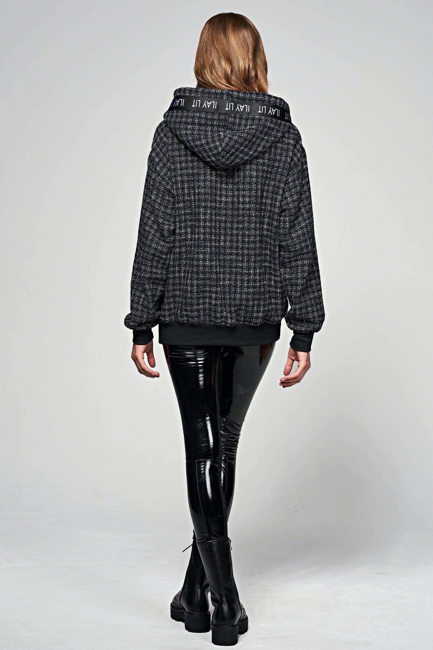 Zoe Bouclé Hoodie Dark Blue