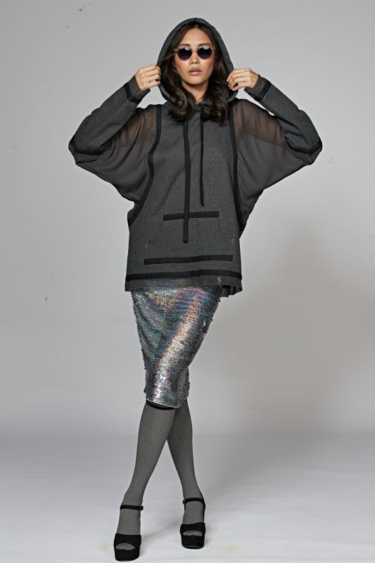 See Through Seidenhoodie Gray