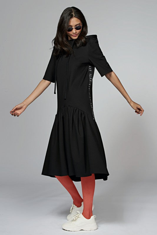 24/ 7 Hoodie Dress Black