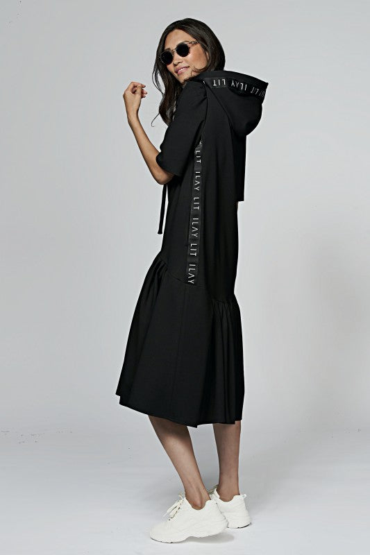24/ 7 Hoodie Dress Black
