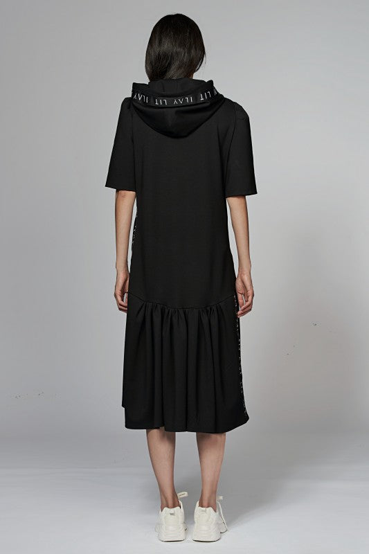 24/ 7 Hoodie Dress Black