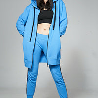 Hoodie Coat Midi Royal