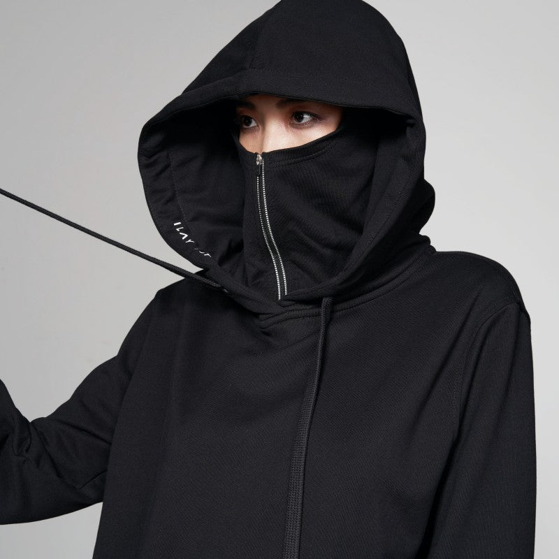 Ike Double Cap Hoodie UNISEX bis XXL BLACK
