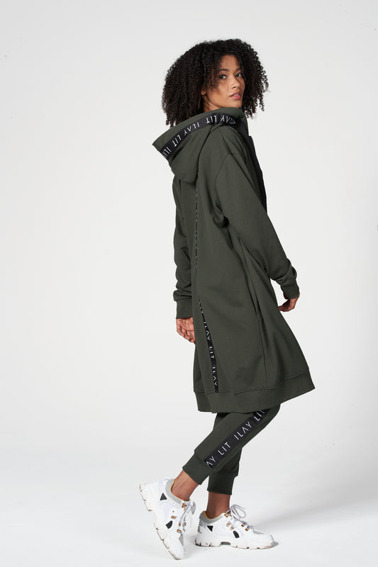 Hoodie Coat Midi Olive