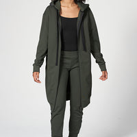 Hoodie Coat Midi Olive
