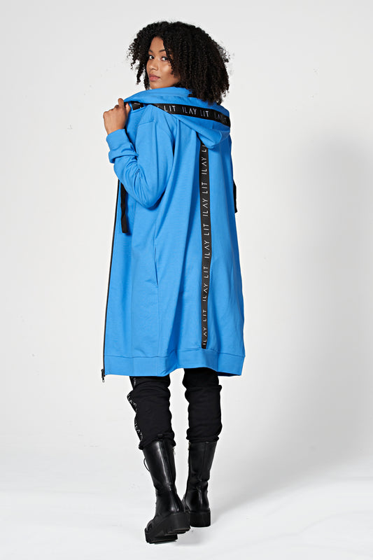 Hoodie Coat Midi Royal