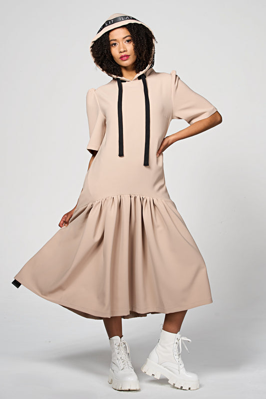 24/ 7 Hoodie Dress Taupe