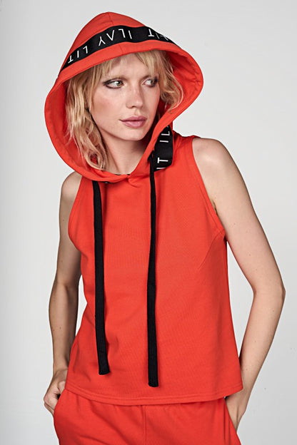Holy Sleeveless Hoodie Coral