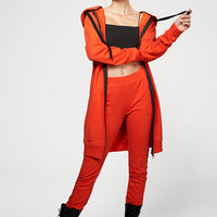 Hoodie Coat Midi Coral