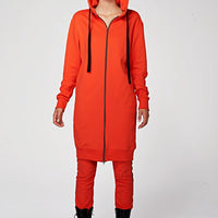 Hoodie Coat Midi Coral