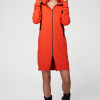 Hoodie Coat Midi Coral
