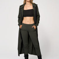 Hoodie Coat Long Olive