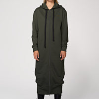Hoodie Coat Long Olive
