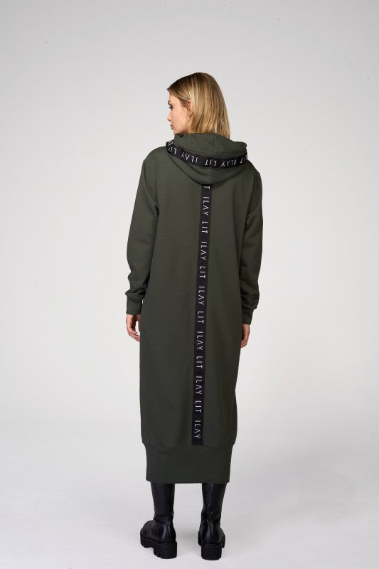 Hoodie Coat Long Olive