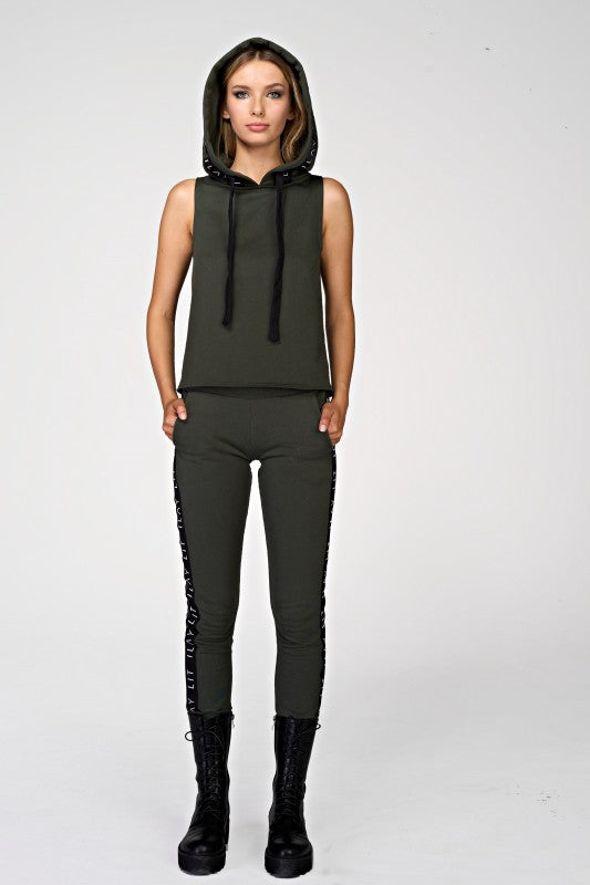 Holy Sleeveless Hoodie Olive