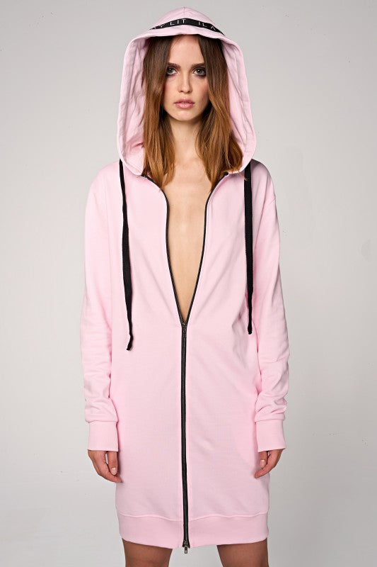 Hoodie Coat Midi Rosa