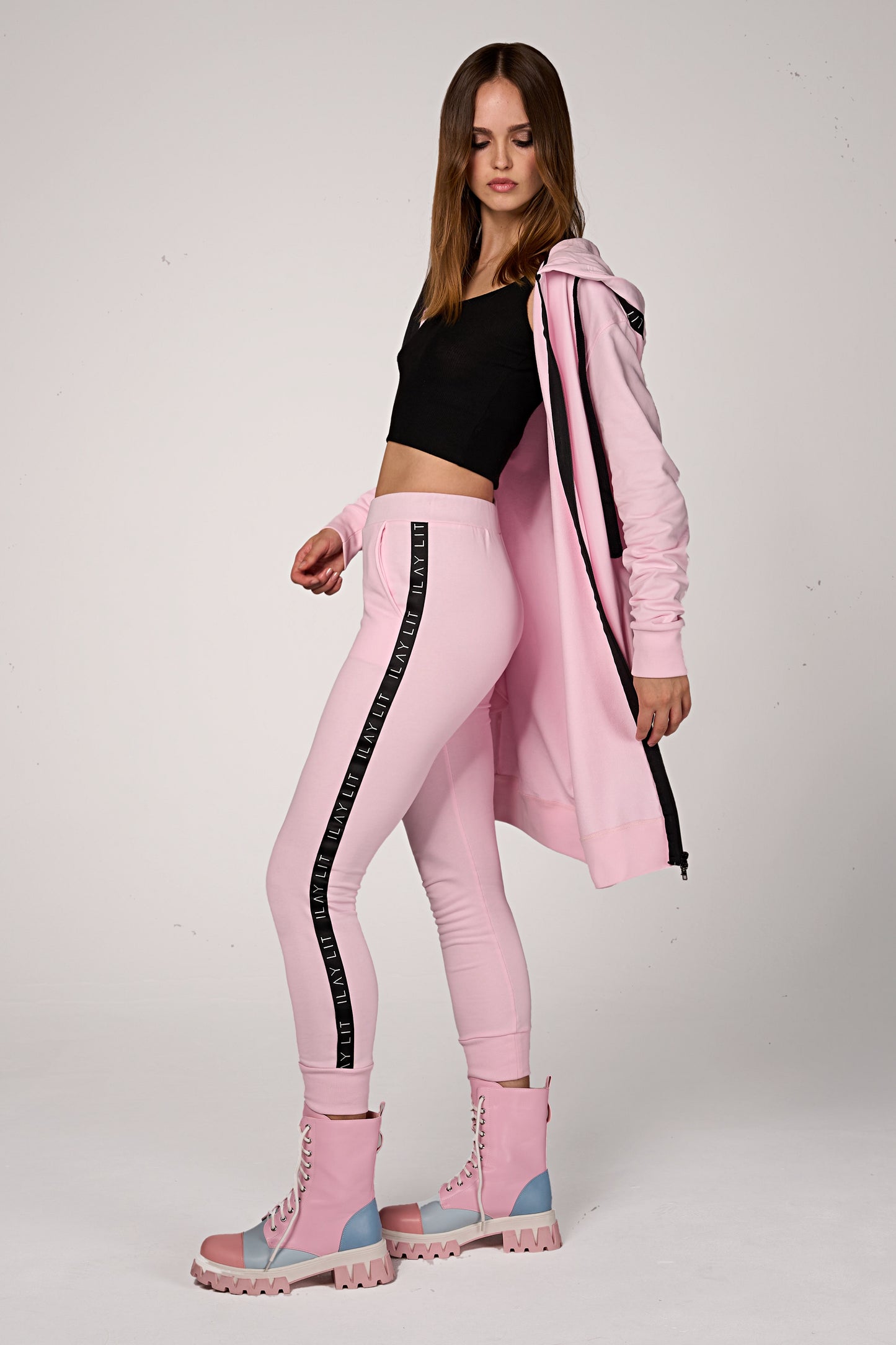 Hoodie Coat Midi Rosa