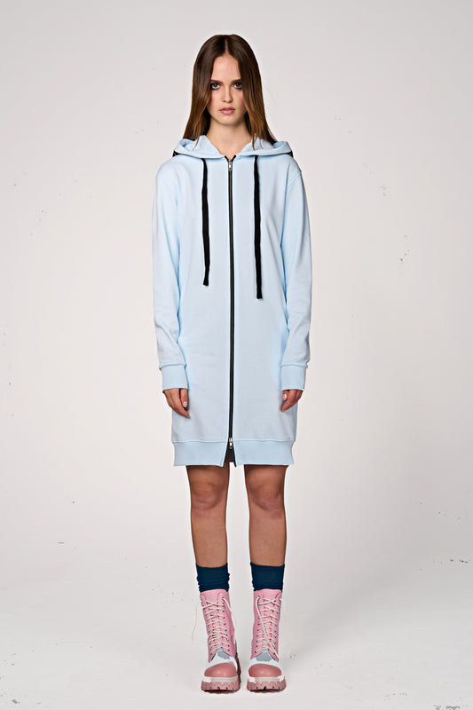 Hoodie Coat Midi Ice Blue