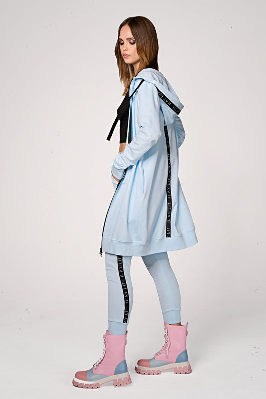 Hoodie Coat Midi Ice Blue