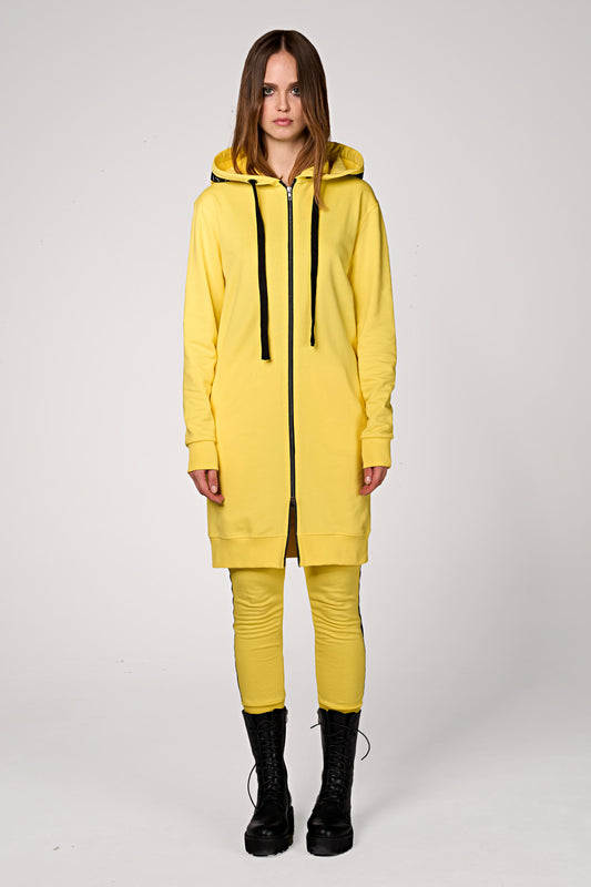 Hoodie Coat Midi Lemon