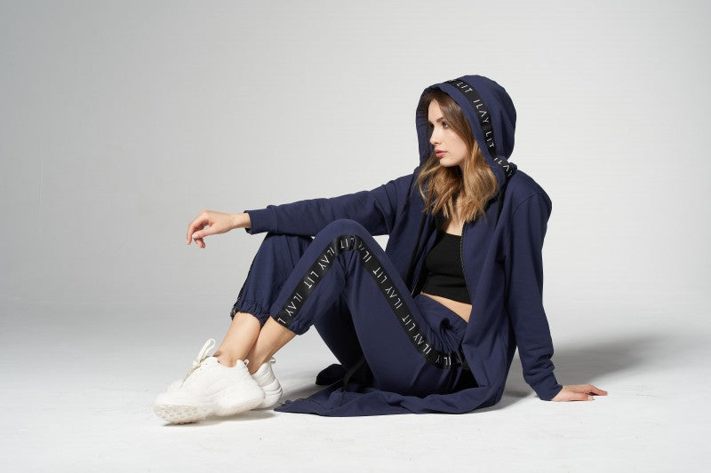 Hoodie Coat Long Blue