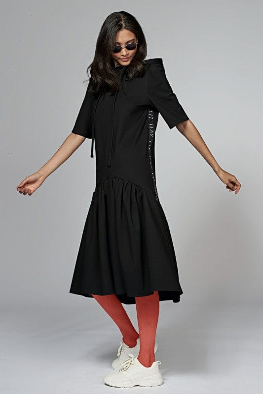 24/ 7 Hoodie Dress Black Ilaylit