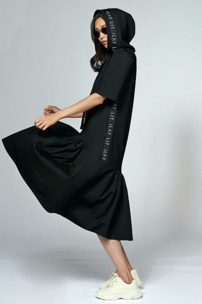 24/ 7 Hoodie Dress Black XS Ilaylit