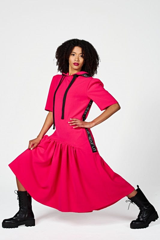 24/ 7 Hoodie Dress Fuchsia Ilaylit