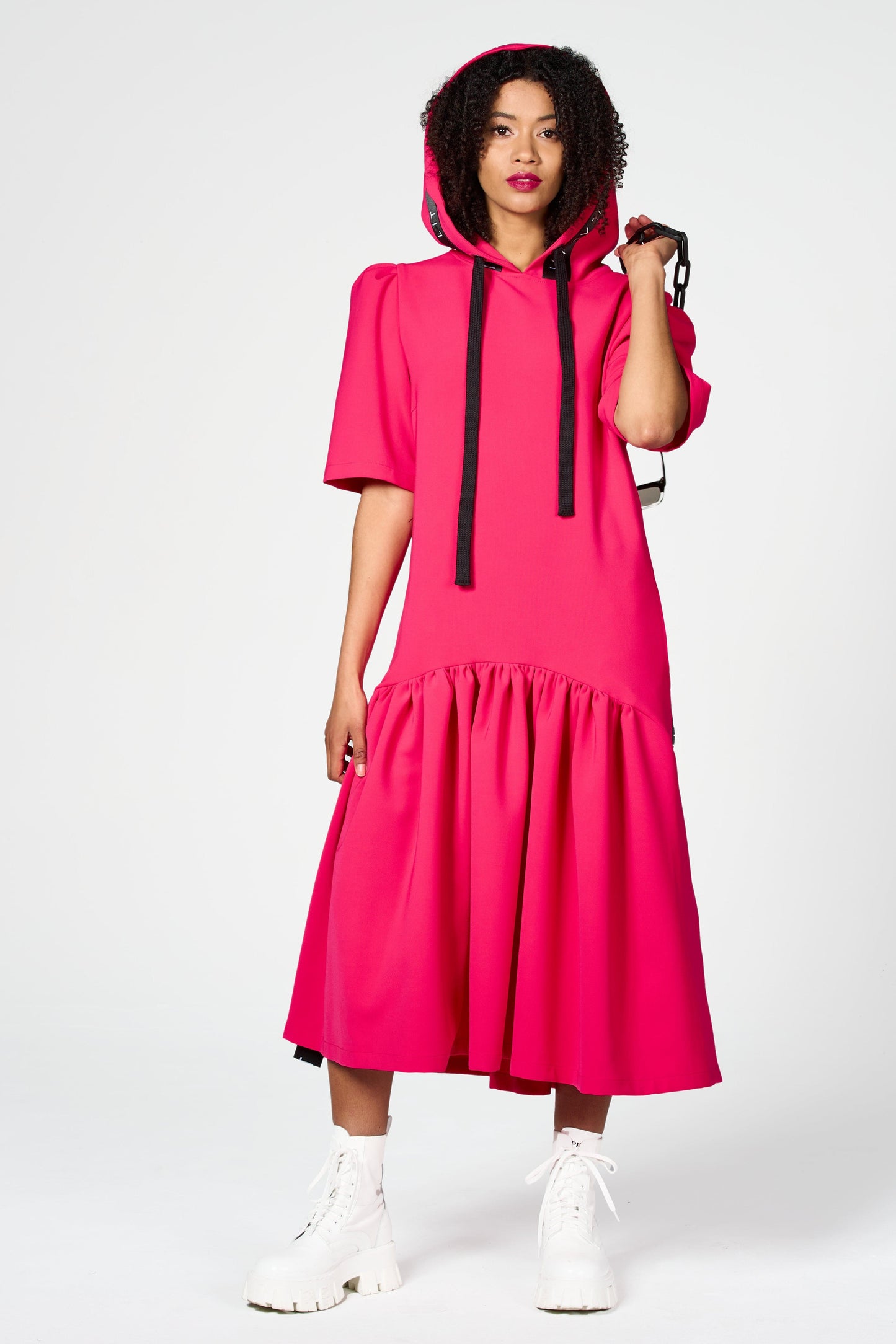 24/ 7 Hoodie Dress Fuchsia XS Ilaylit
