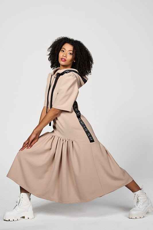 24/ 7 Hoodie Dress Taupe Ilaylit