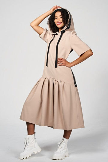 24/ 7 Hoodie Dress Taupe XS Ilaylit