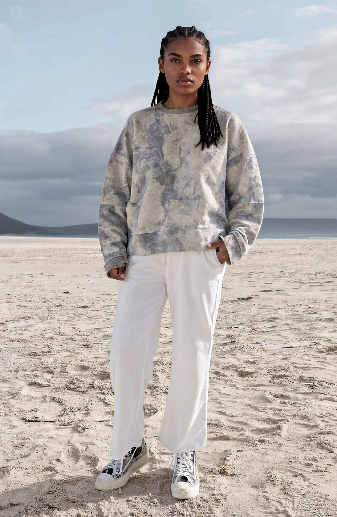 Amaretto Sweatshirt aus Batik Baumwoll- Jersey