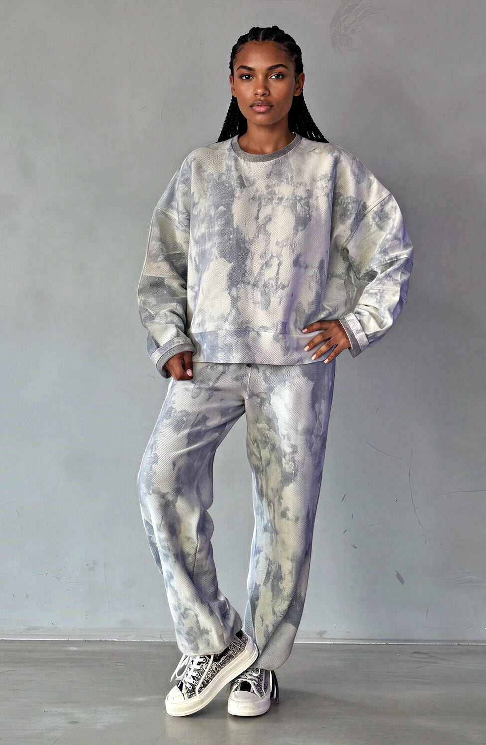 Amaretto Sweatshirt aus Batik Baumwoll- Jersey