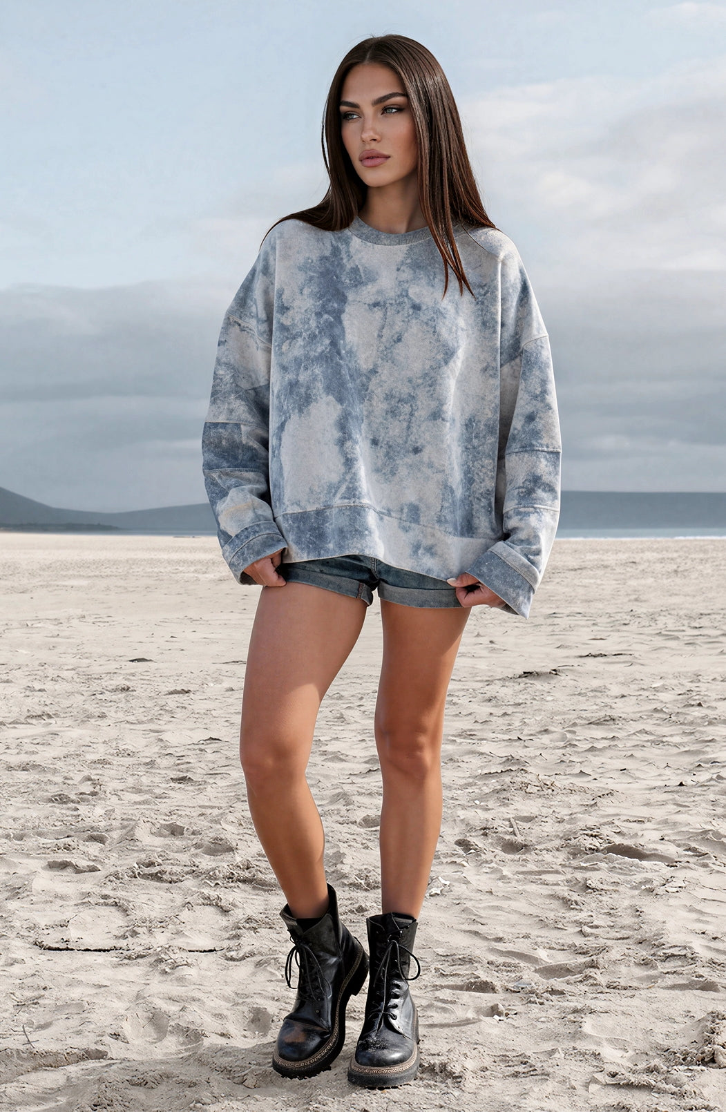 Amaretto Sweatshirt aus Batik Baumwoll- Jersey