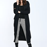 Hoodie Coat Long Black