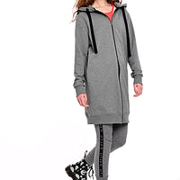 Hoodie Coat Midi Melange