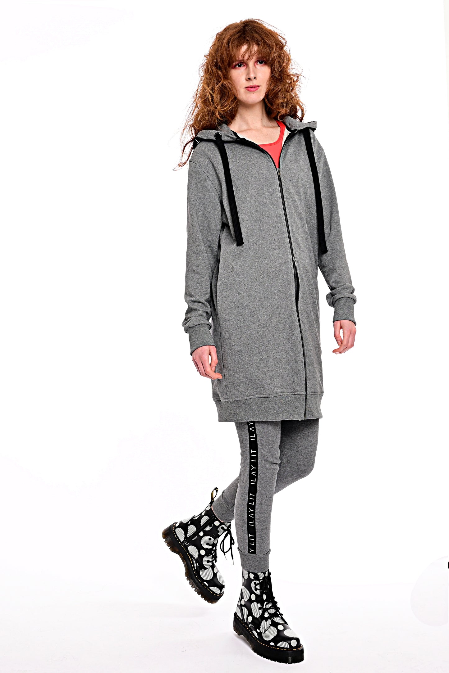 Hoodie Coat Midi Melange