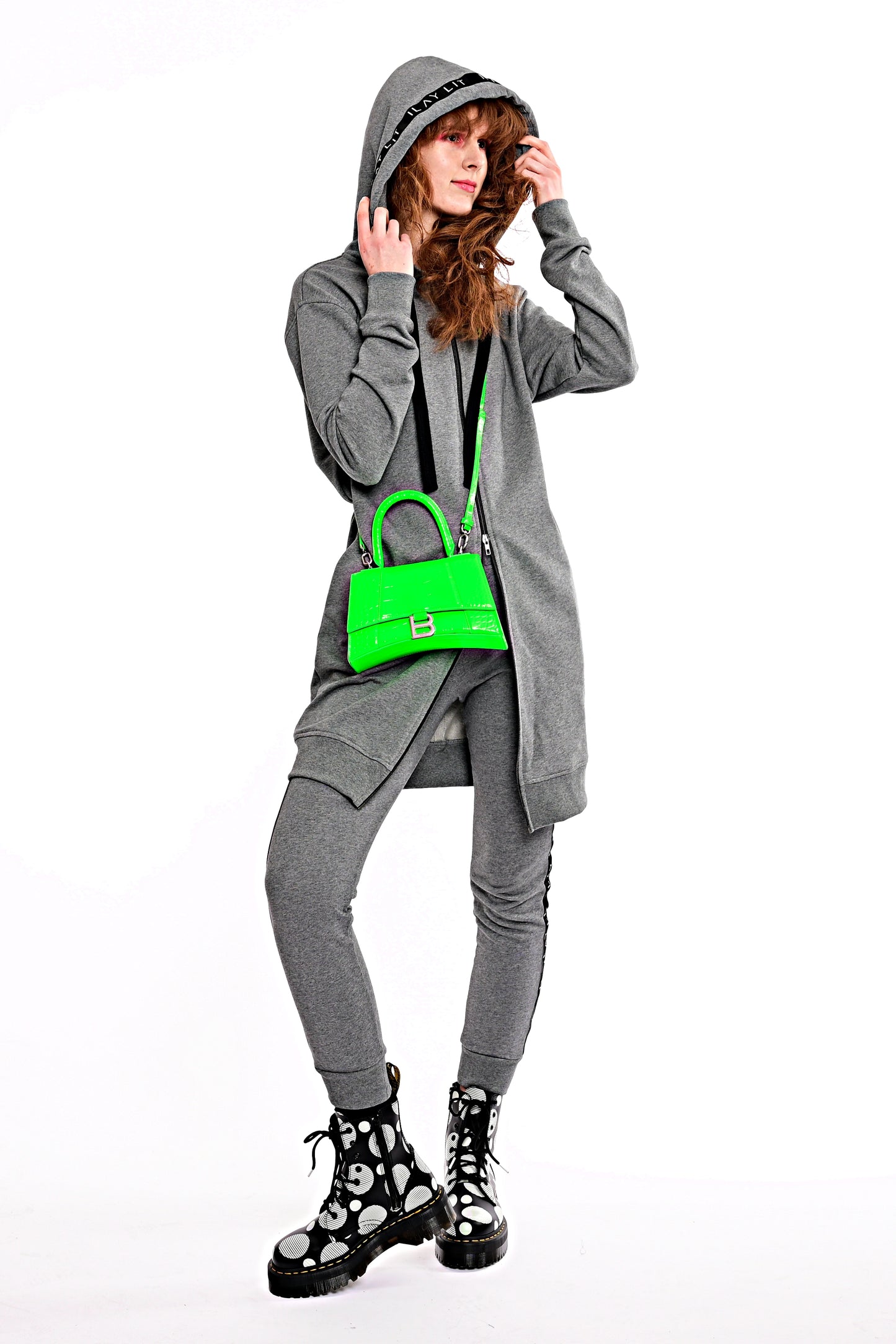 Hoodie Coat Midi Melange
